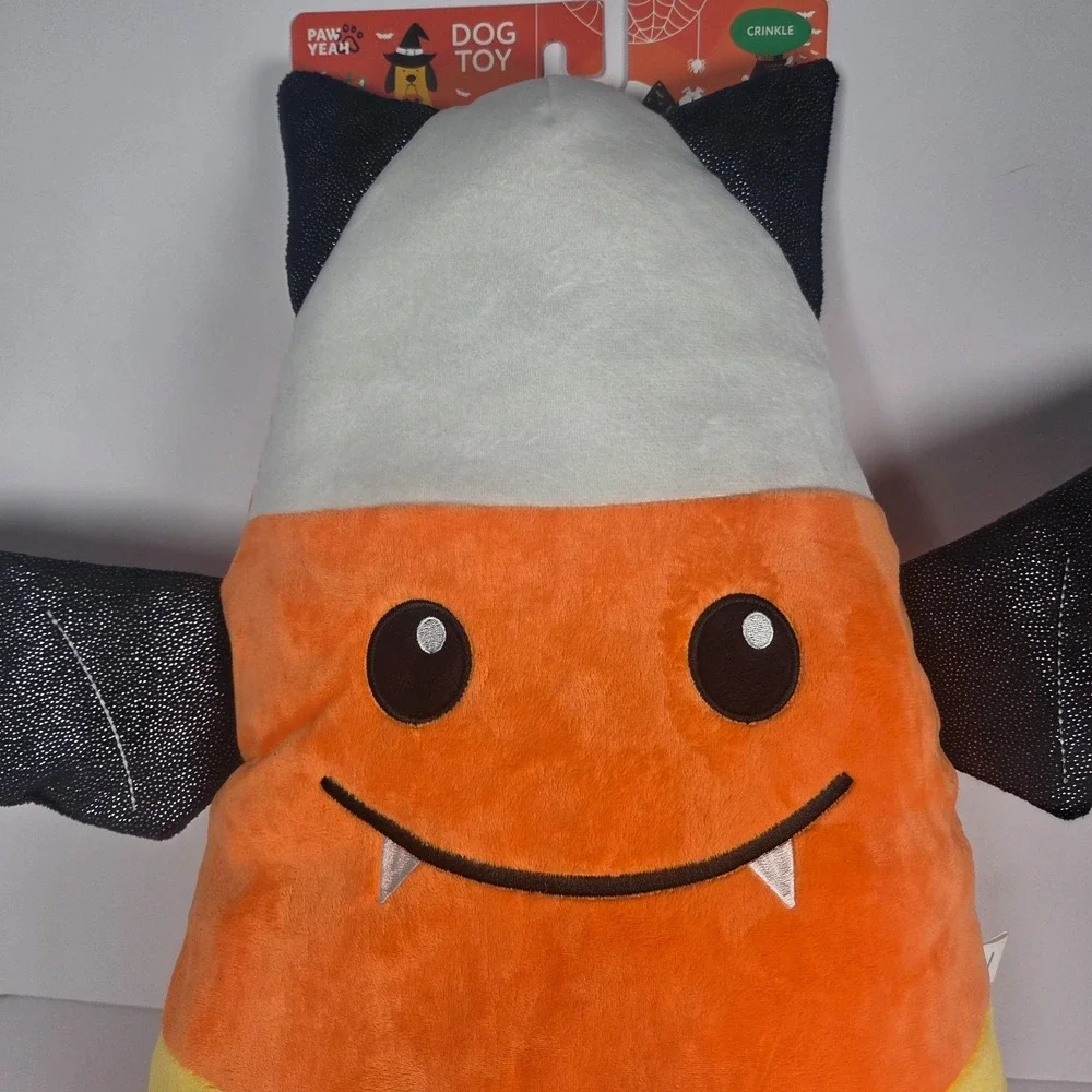 Paw Yeah Candy Corn Bat Dog Toy 20 Inch Halloween Plush Crinkle Squeaky New
